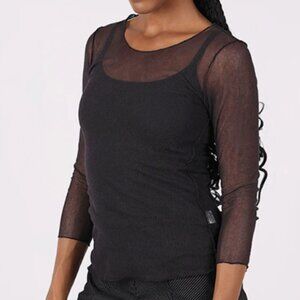 Porto Diva Mesh Tee w/ 3/4 Sleeves; Navy - Porto 4 = Womens XL (34” bust)